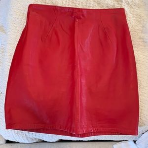 Red Leather Skirt • Fits like 2/4